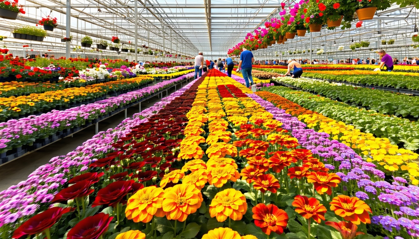 Image of a Greenhouse with flowers